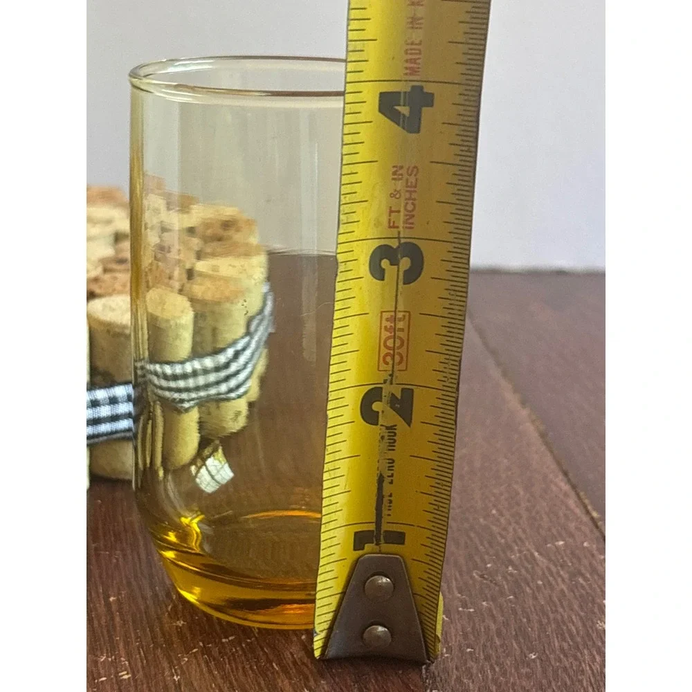 Vintage Amber‎ Glass Juice Tumblers Set of 2 Mid Century Modern Drinkware 4in